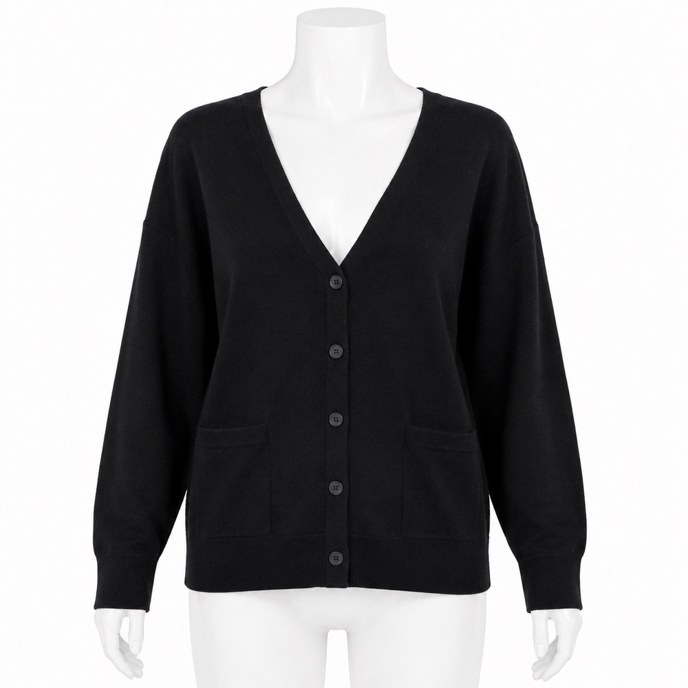 Kallspin Cashmere Wool Blend Cardigan Black Button Front Mens M Luxury Knit NWT